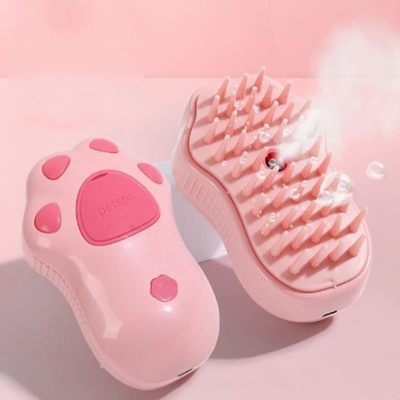 3-in-1 Electric Pet Steam Brush – USB Rechargeable Grooming & Massage Comb for Cats & Dogs (Removes Hair, Cleans, & Shines Coat)