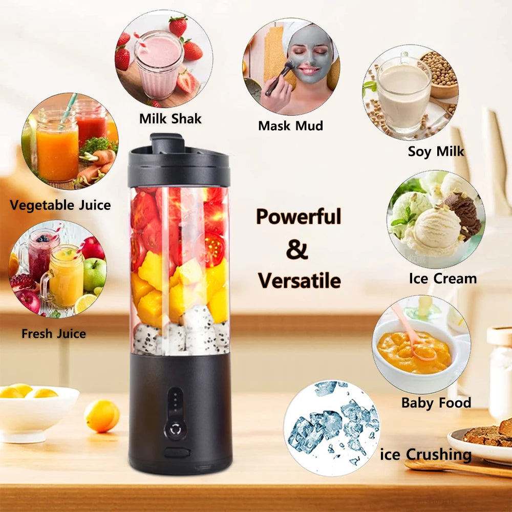 Portable USB Rechargeable Blender – Mini Electric Juicer for Smoothies, Shakes & Fresh Juice (530ml)