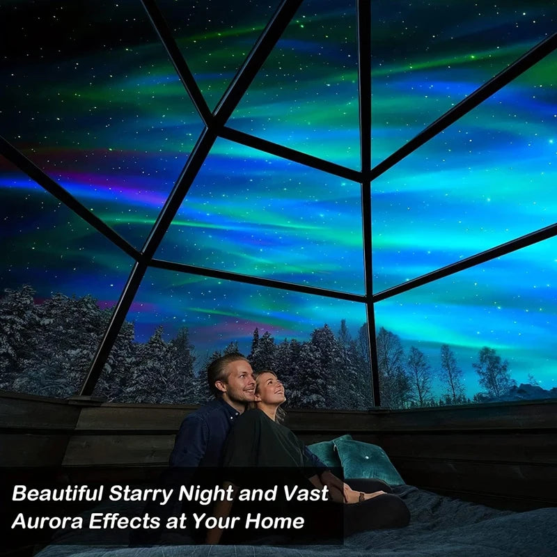 Aurora Galaxy Star Projector – 360° Rotating Ocean Wave & Northern Lights with Remote Control