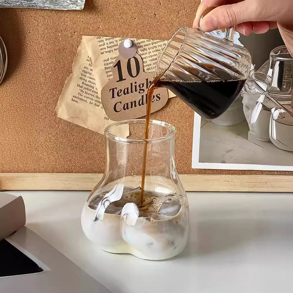 Butt Shaped Coffee Mug – 450ml Transparent Borosilicate Glass