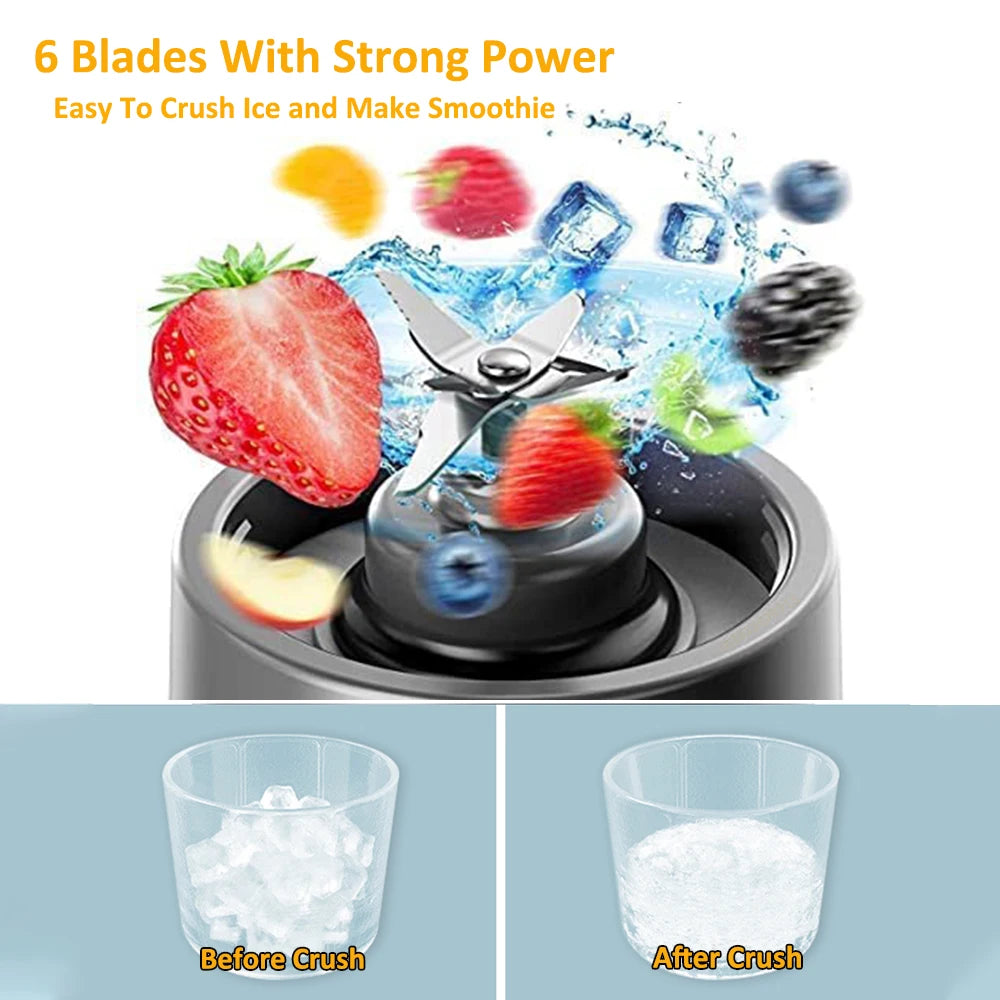 Portable USB Rechargeable Blender – Mini Electric Juicer for Smoothies, Shakes & Fresh Juice (530ml)