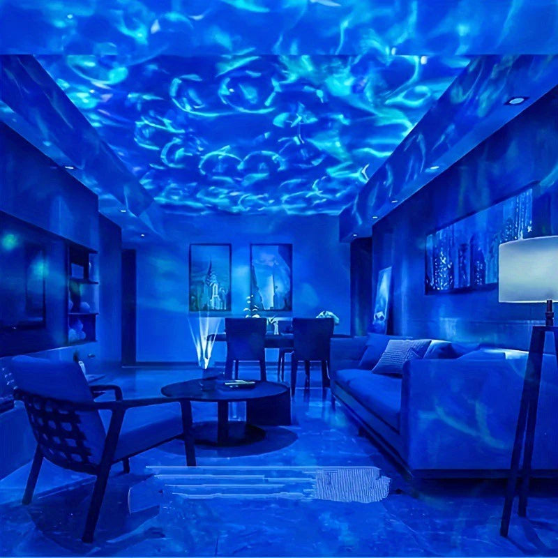 Aurora Galaxy Star Projector – 360° Rotating Ocean Wave & Northern Lights with Remote Control