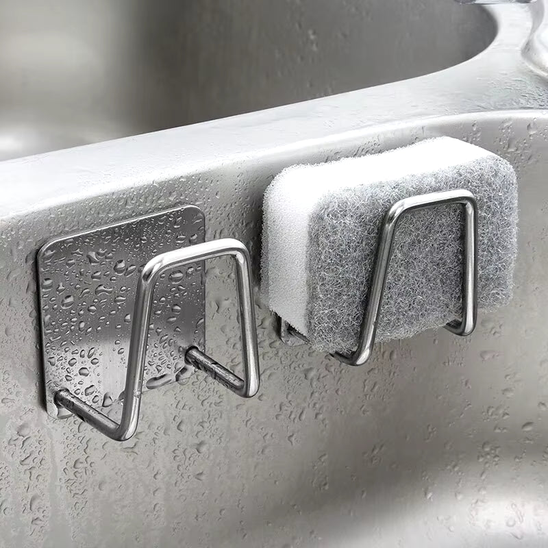 Stainless Steel Sink Sponge Holder – Space-Saving Rack with Drainage