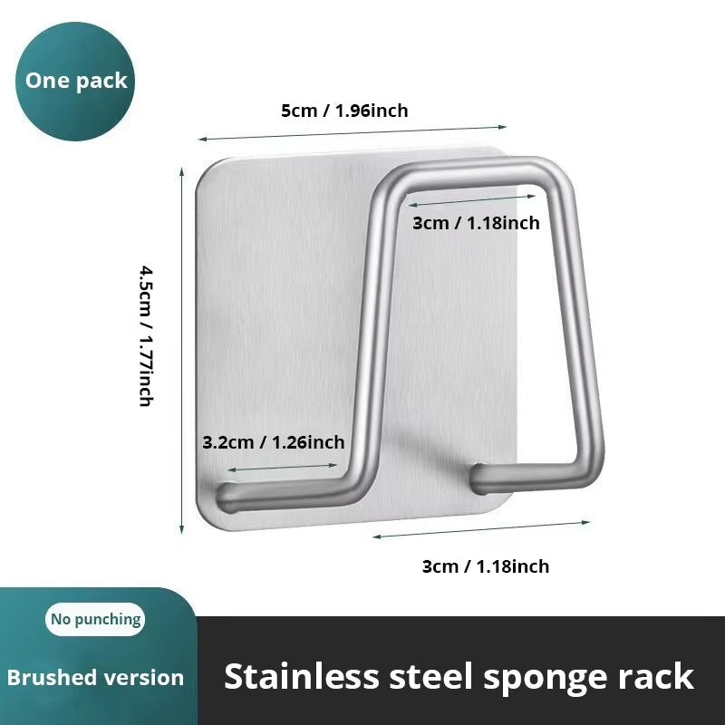 Stainless Steel Sink Sponge Holder – Space-Saving Rack with Drainage