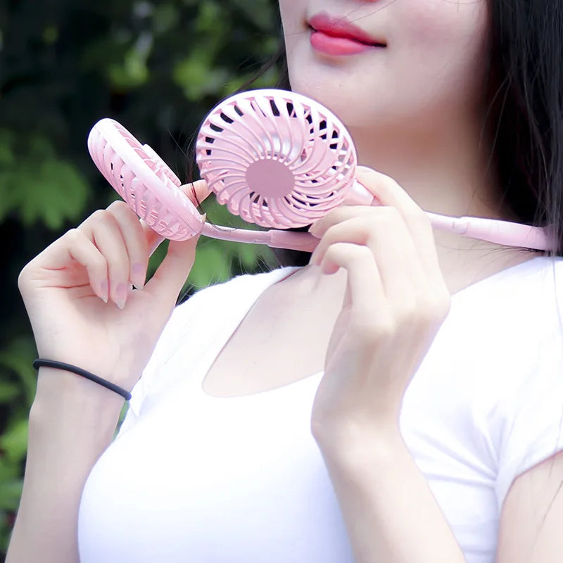 USB Portable Neck Fan – Hands-Free 3-Speed Cooling for Travel, Sports & Home