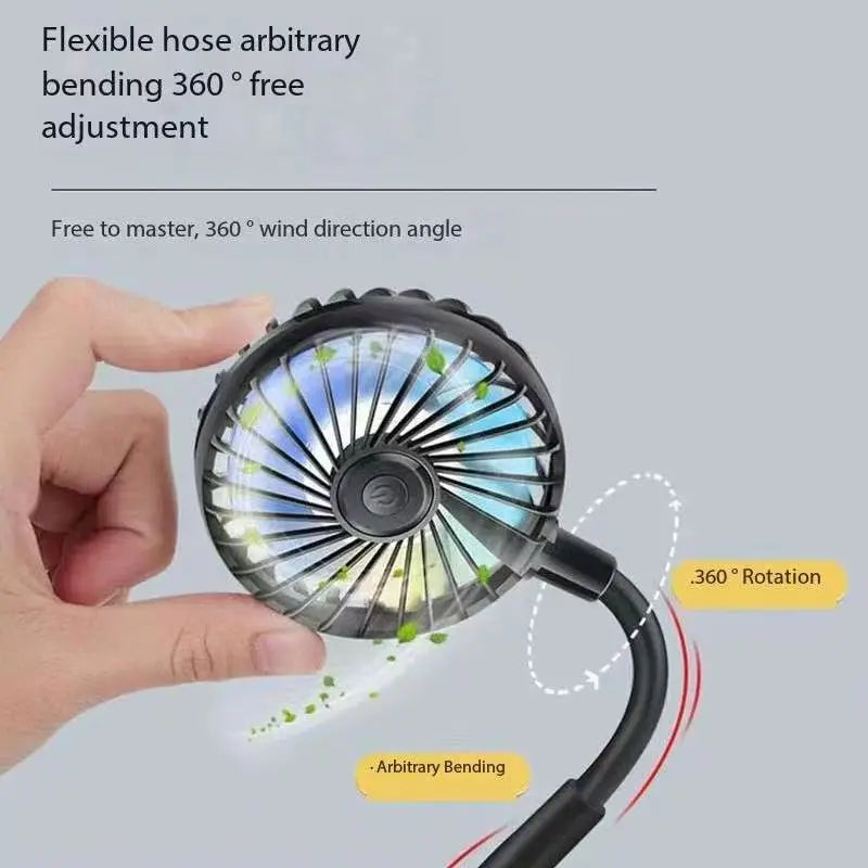 USB Portable Neck Fan – Hands-Free 3-Speed Cooling for Travel, Sports & Home