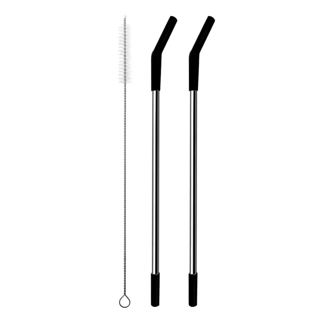 Stainless Steel Replacement Straws with Silicone Tips – Fits 40oz/30oz Tumblers – Set of 2 + Cleaning Brush
