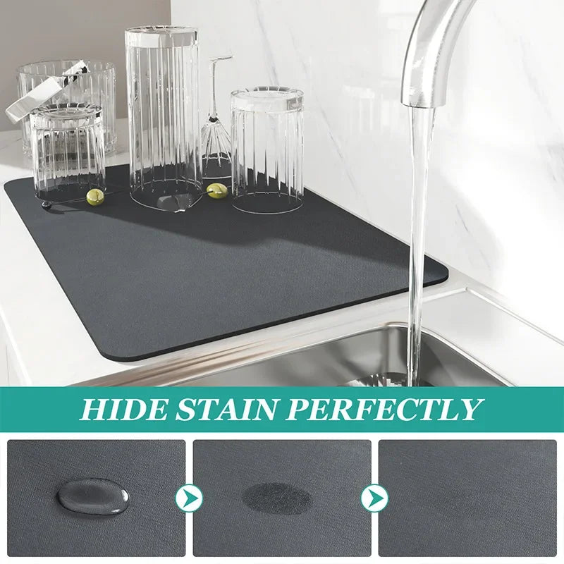 Super Absorbent Anti-Slip Coffee & Drying Mat – Quick Dry, Splash Proof Kitchen & Bathroom Pad for Countertops