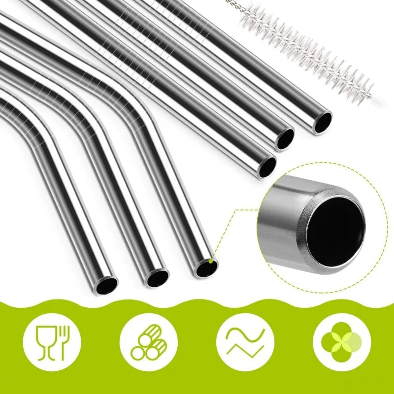 Stainless Steel Replacement Straws with Silicone Tips – Fits 40oz/30oz Tumblers – Set of 2 + Cleaning Brush