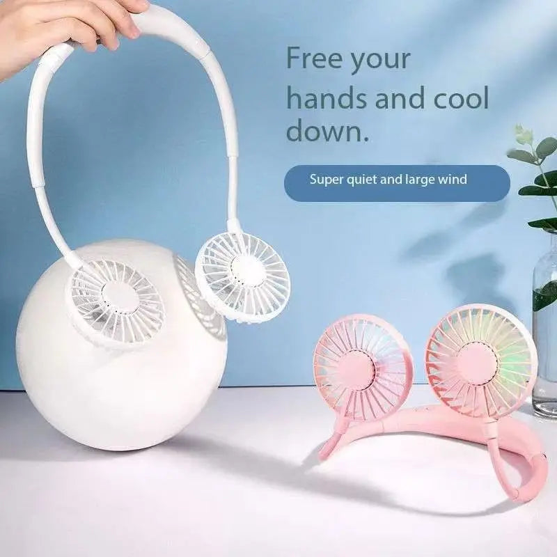 USB Portable Neck Fan – Hands-Free 3-Speed Cooling for Travel, Sports & Home