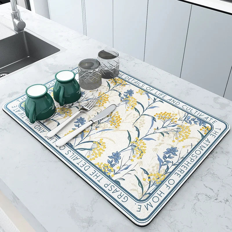 Super Absorbent Anti-Slip Coffee & Drying Mat – Quick Dry, Splash Proof Kitchen & Bathroom Pad for Countertops