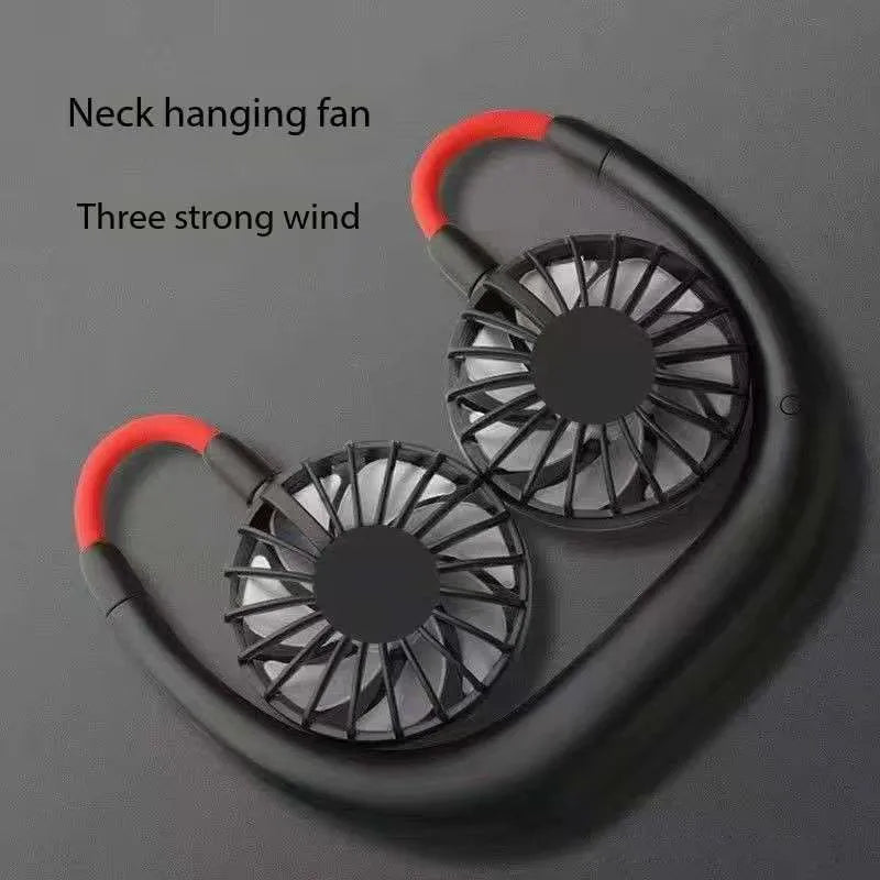 USB Portable Neck Fan – Hands-Free 3-Speed Cooling for Travel, Sports & Home