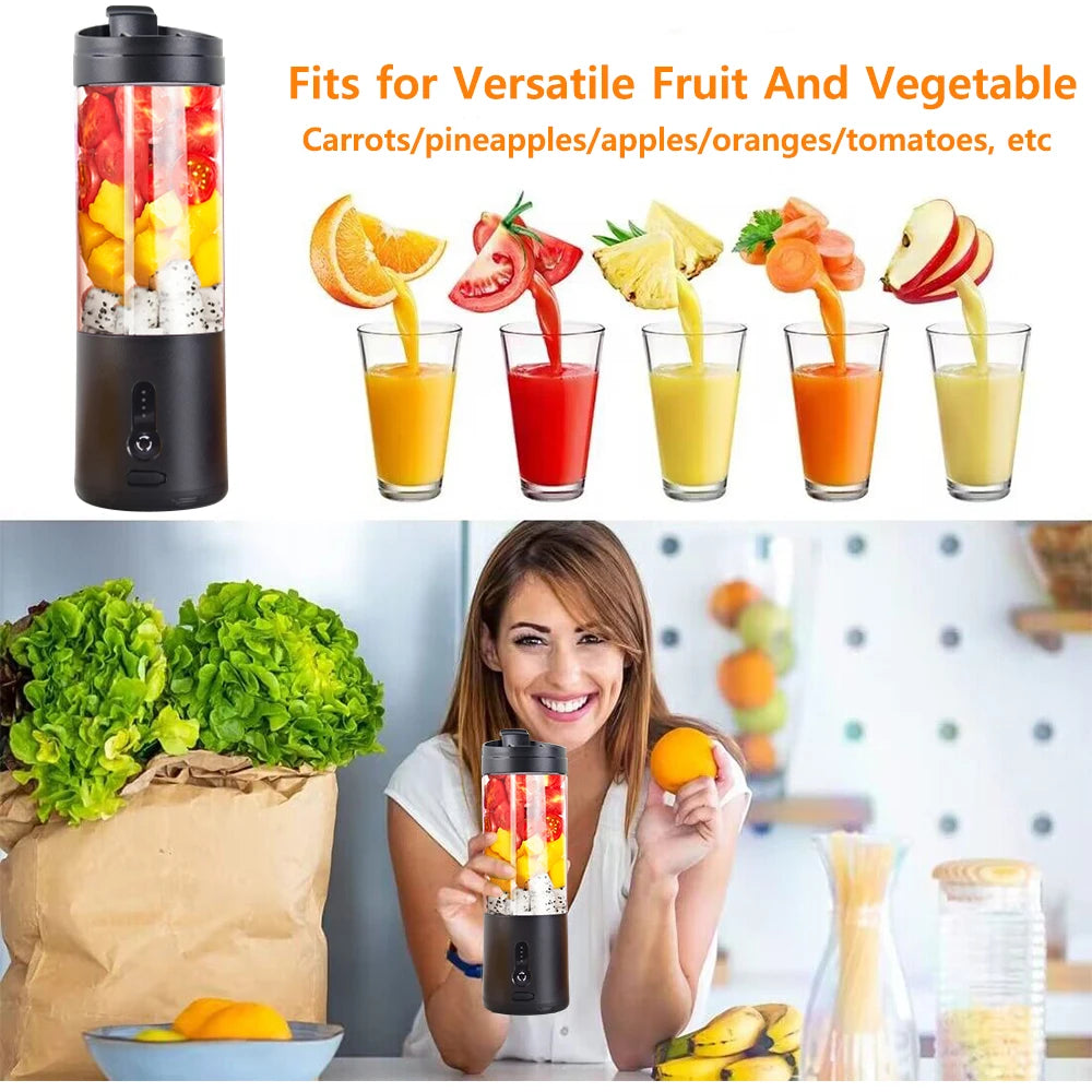Portable USB Rechargeable Blender – Mini Electric Juicer for Smoothies, Shakes & Fresh Juice (530ml)