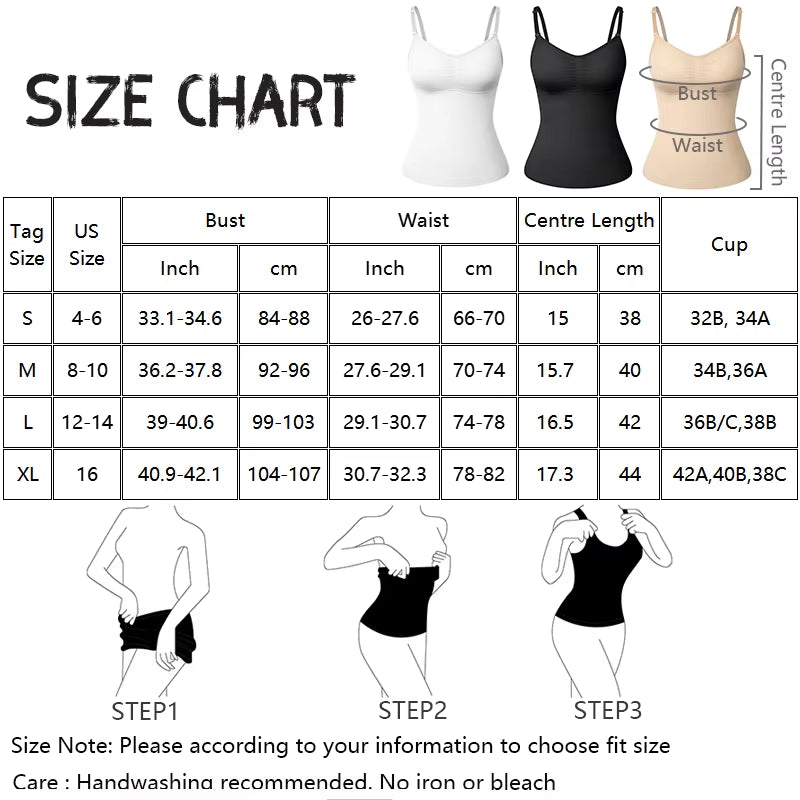 Padded Shapewear Camisole – Tummy Control, Slimming Waist Trainer, Comfortable Seamless Tank Top for Women