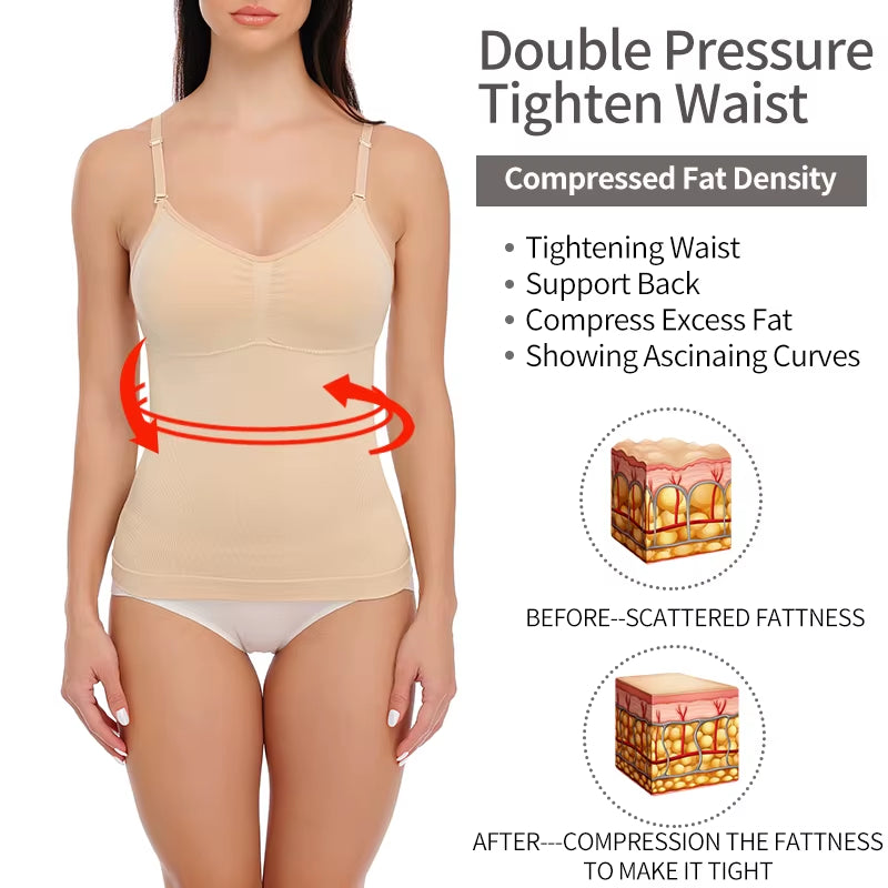 Padded Shapewear Camisole – Tummy Control, Slimming Waist Trainer, Comfortable Seamless Tank Top for Women