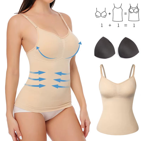 Padded Shapewear Camisole – Tummy Control, Slimming Waist Trainer, Comfortable Seamless Tank Top for Women