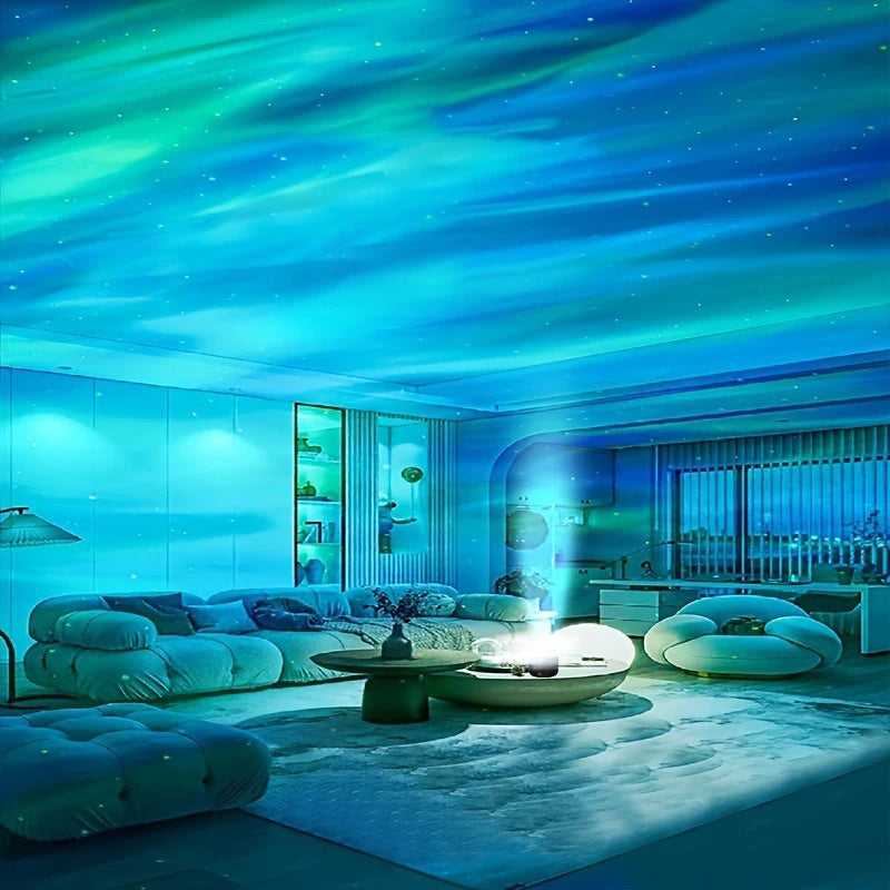 Aurora Galaxy Star Projector – 360° Rotating Ocean Wave & Northern Lights with Remote Control
