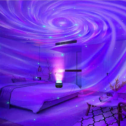 Aurora Galaxy Star Projector – 360° Rotating Ocean Wave & Northern Lights with Remote Control