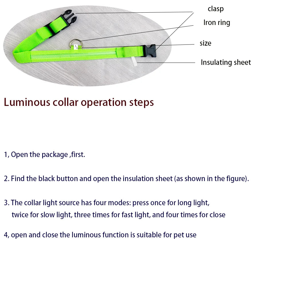 LED Night Safety Dog Leash – Nylon Glow-in-the-Dark Walking Lead for Dogs