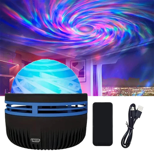 Aurora Galaxy Star Projector – 360° Rotating Ocean Wave & Northern Lights with Remote Control