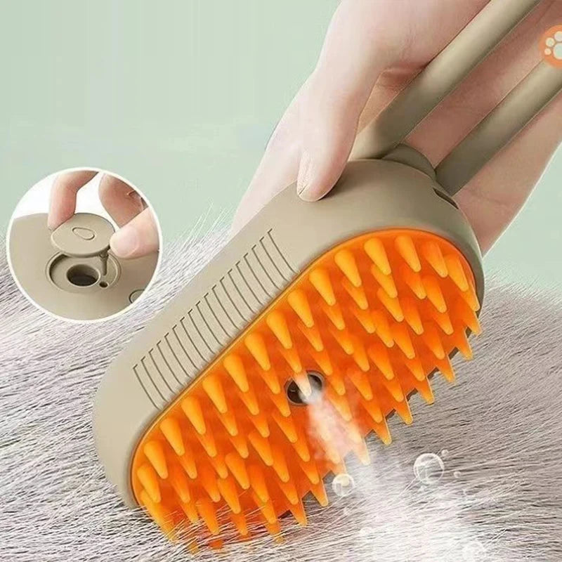 3-in-1 Electric Pet Steam Brush â€“ USB Rechargeable Grooming & Massage Comb for Cats & Dogs (Removes Hair, Cleans, & Shines Coat)