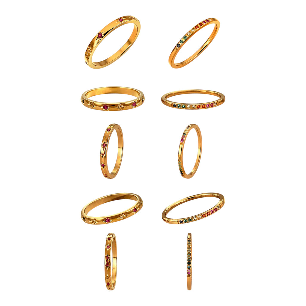 Aurora Star Ring Set
