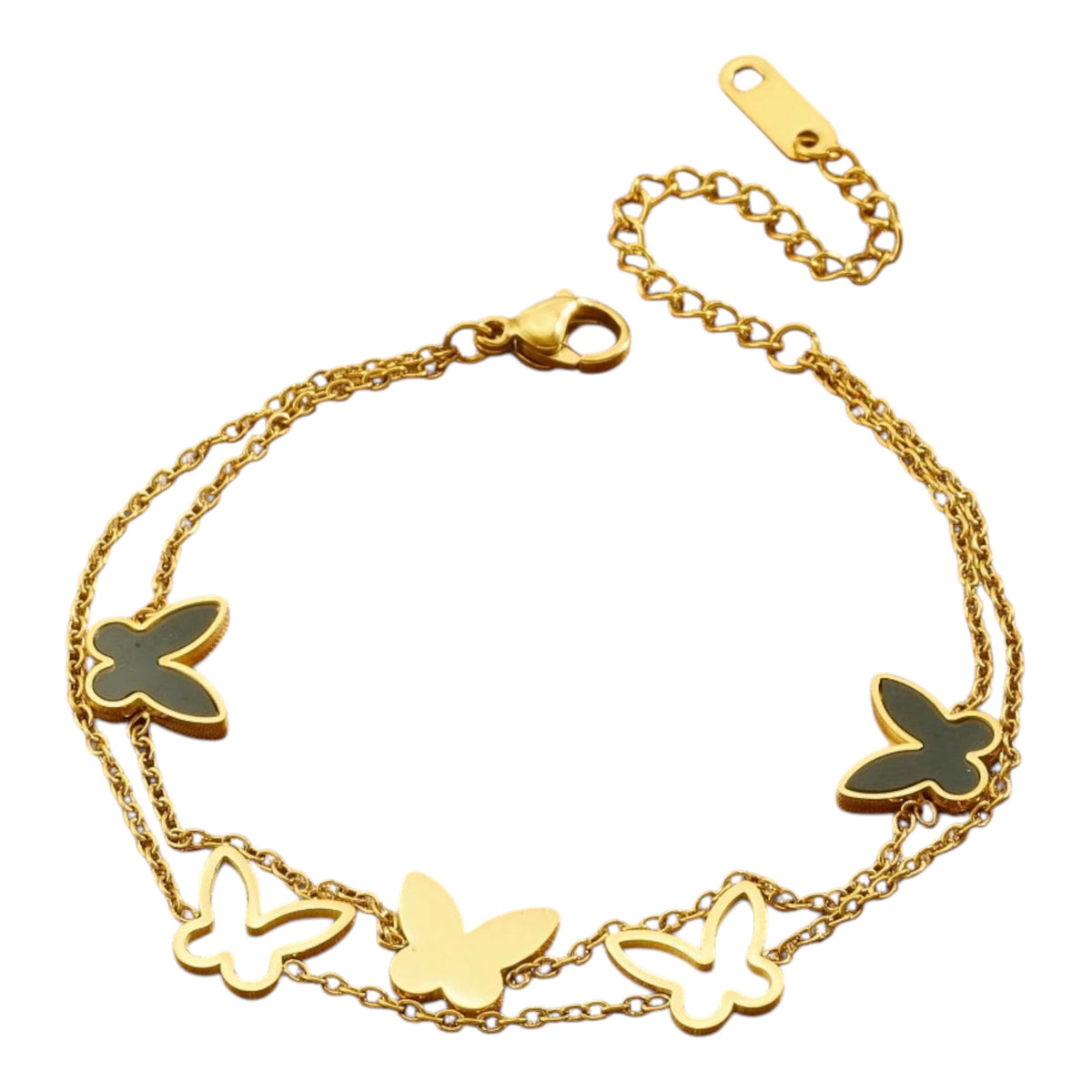 Noir Butterfly Layered Bracelet
