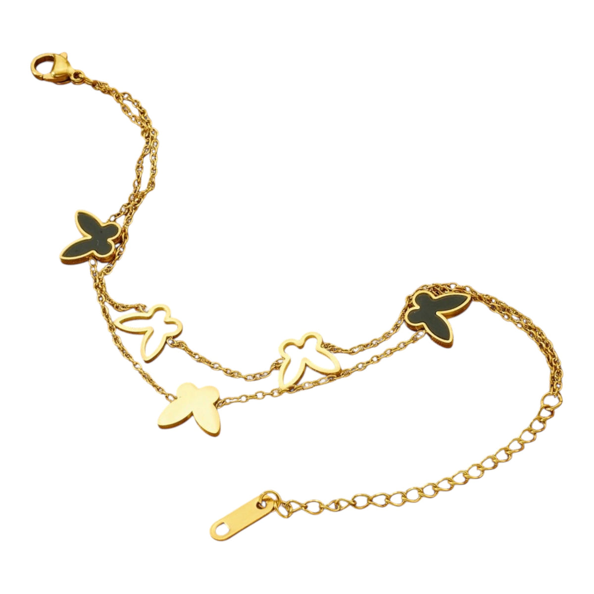Noir Butterfly Layered Bracelet
