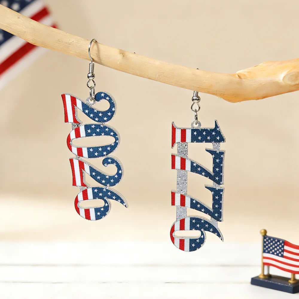 Patriotic American Flag Dangle Earrings