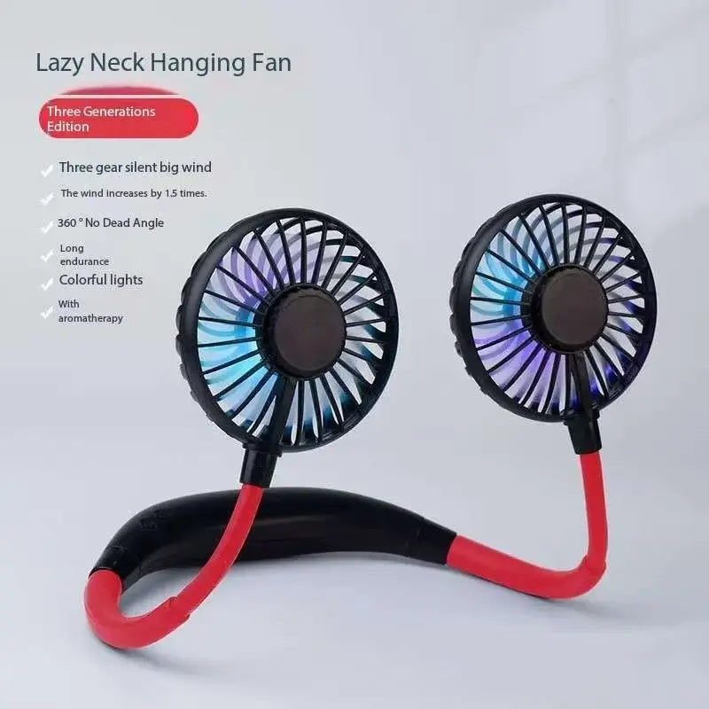 USB Portable Neck Fan – Hands-Free 3-Speed Cooling for Travel, Sports & Home