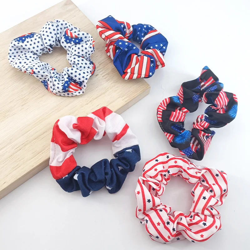 Patriotic USA Flag Hair Tie Set
