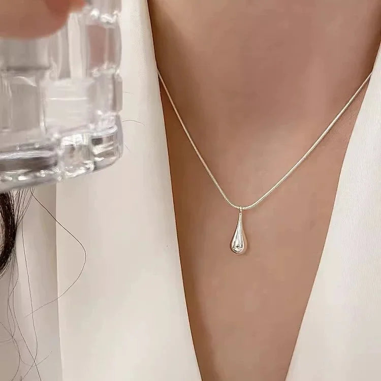 925 Sterling Silver Waterdrop Pendant Necklace