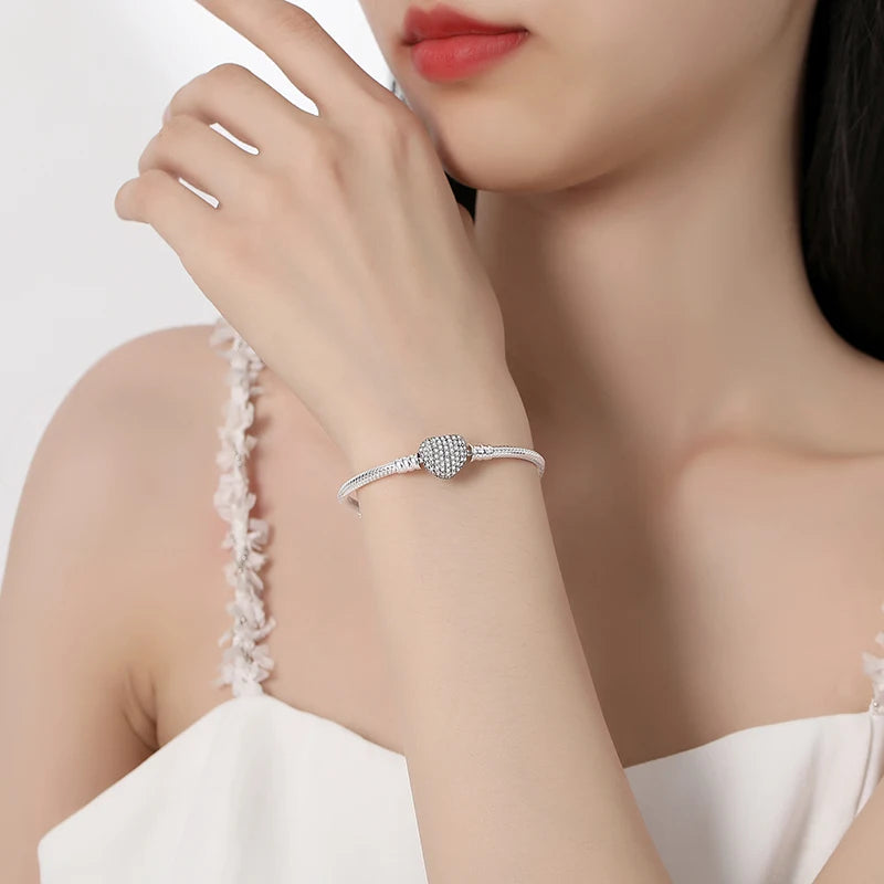 Sterling Love Clip Bracelet