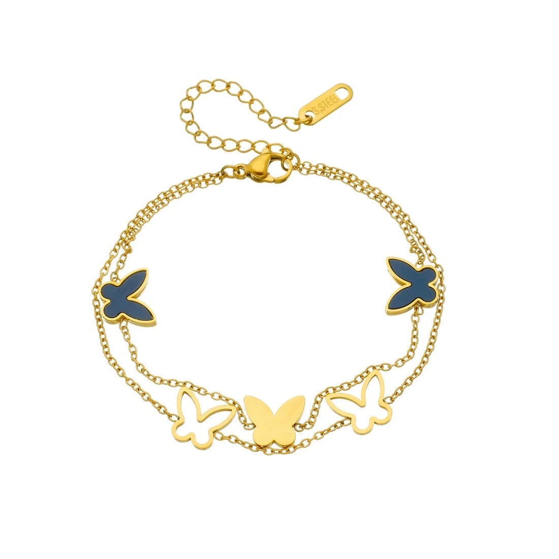 Noir Butterfly Layered Bracelet
