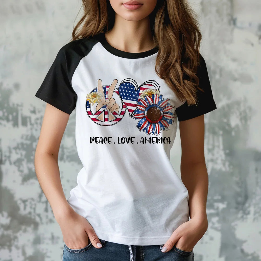 Women's July 4th Anime Girl Graphic T-Shirt