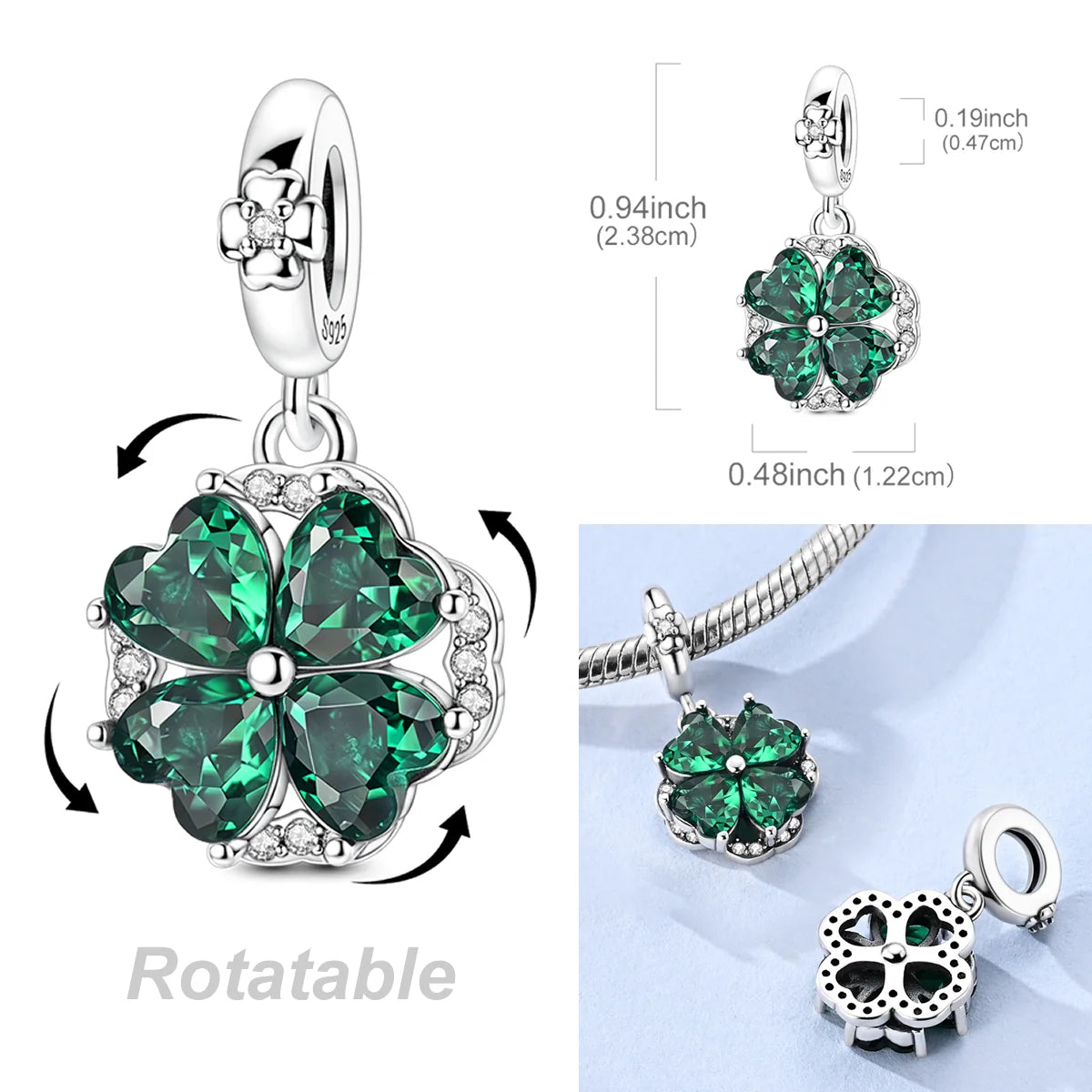 Lucky Aura Four-Leaf Clover Bead