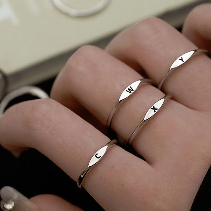 Silver Alphabet Ring