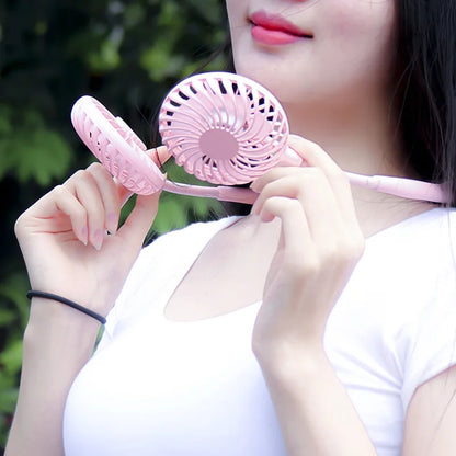 USB Portable Neck Fan – Hands-Free 3-Speed Cooling for Travel, Sports & Home