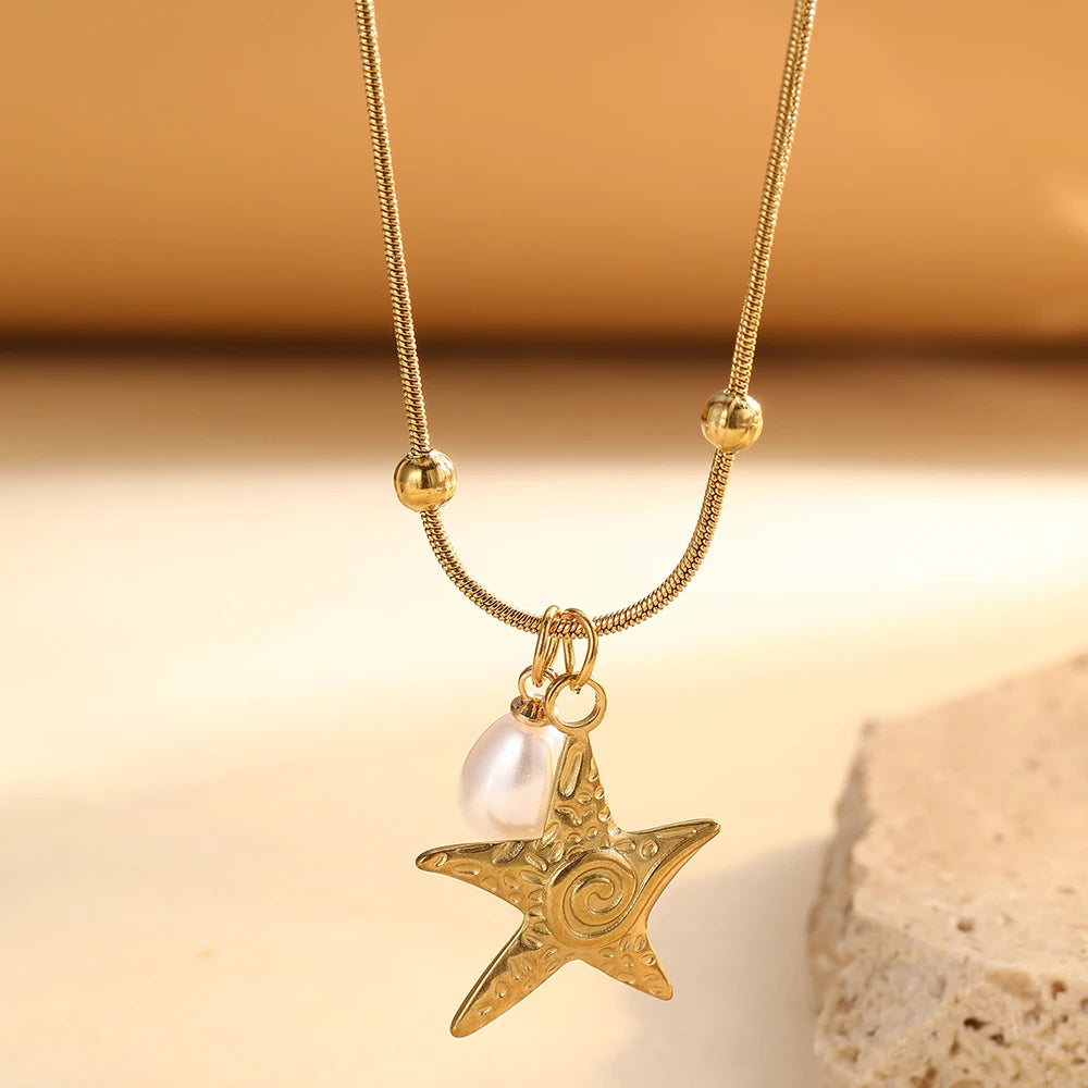 Ocean Pearl Starfish Necklace