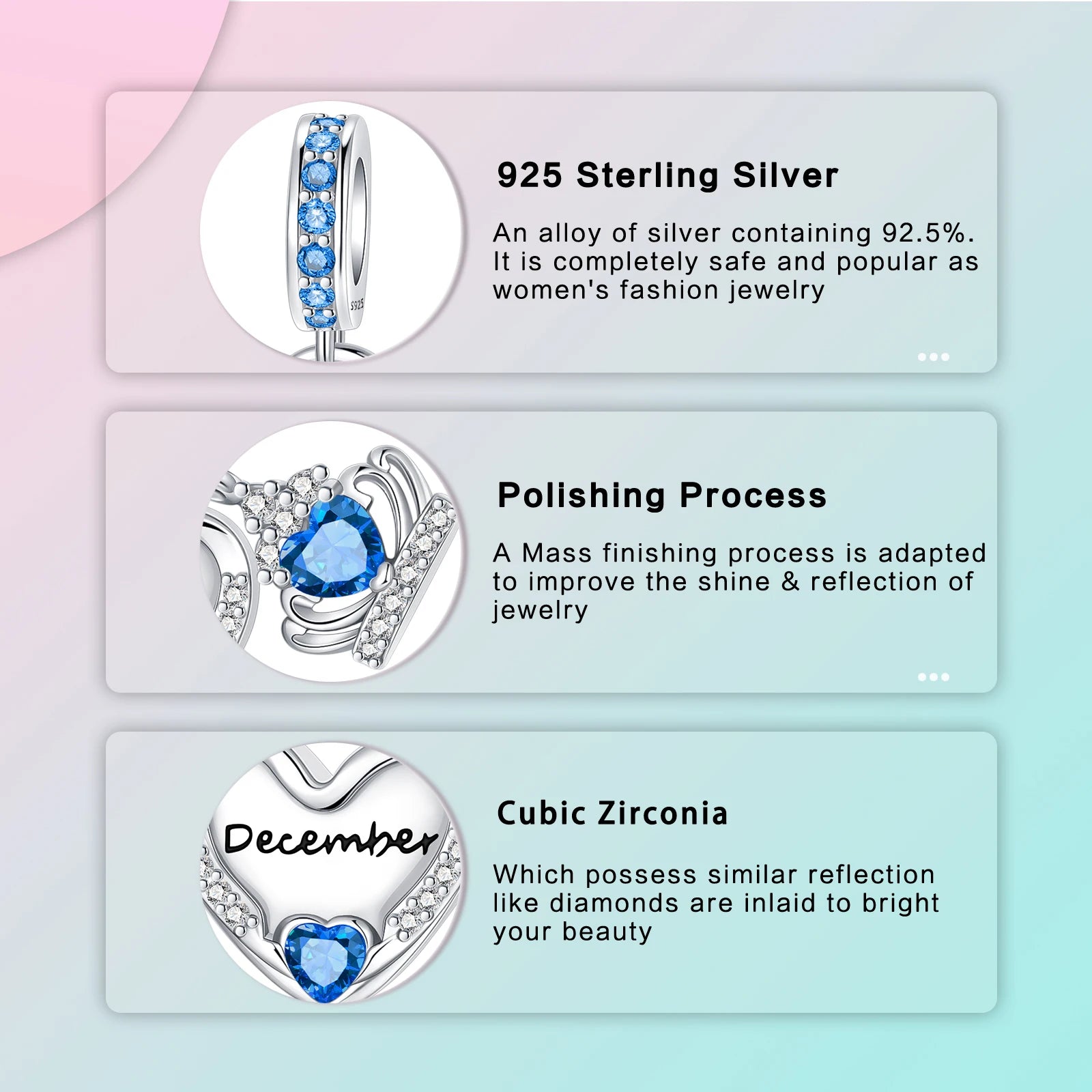 Timeless Spark 925 Birthstone Month Charm