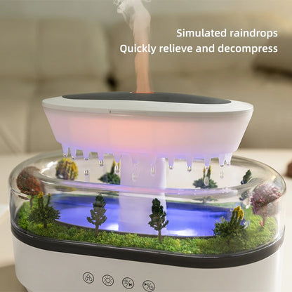 Raindrop Aroma Humidifier & Essential Oil Diffuser – Colorful Light & White Noise