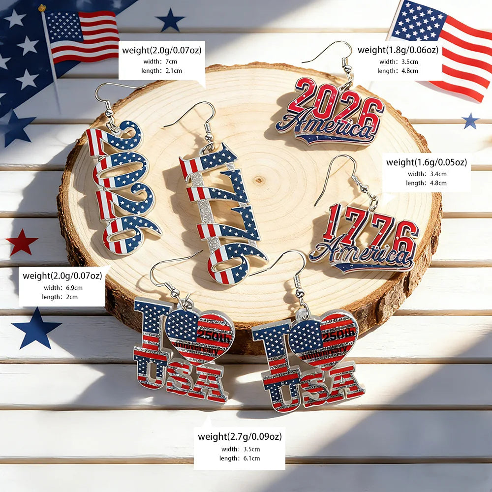 Patriotic American Flag Dangle Earrings