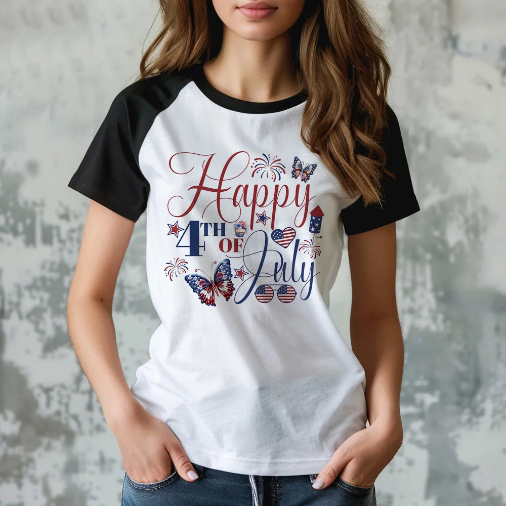 Women's July 4th Anime Girl Graphic T-Shirt