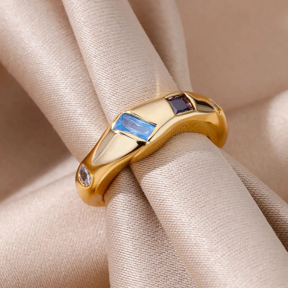 Tricolor Luxe Square Ring