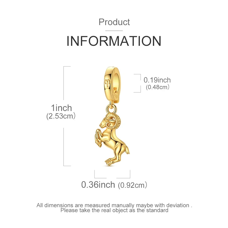 Golden Zodiac Sterling Silver Charm