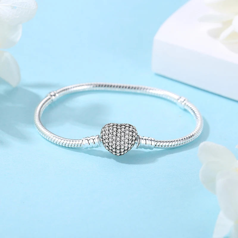 Sterling Love Clip Bracelet