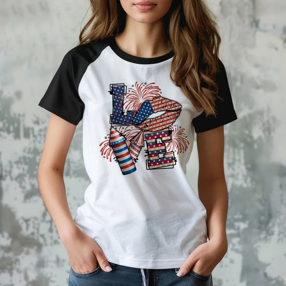 Women's July 4th Anime Girl Graphic T-Shirt