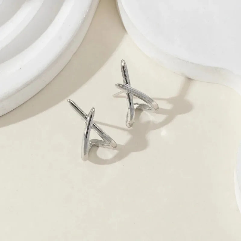 Silver Cross Spark Earrings