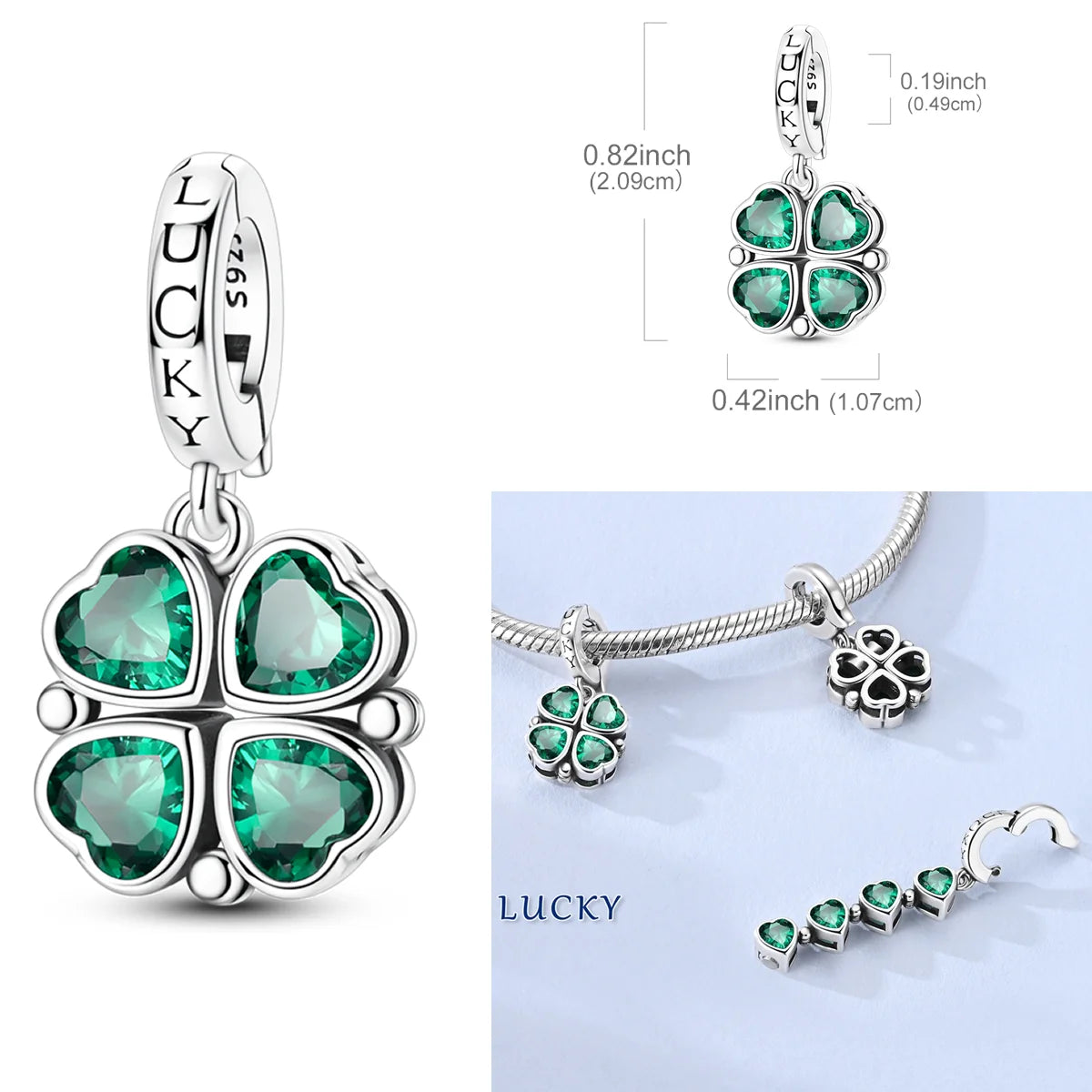 Lucky Aura Four-Leaf Clover Bead