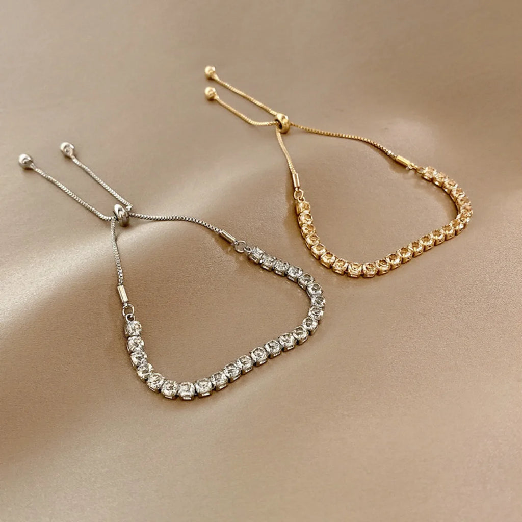 Adjustable Zircon Stainless Steel Bangle